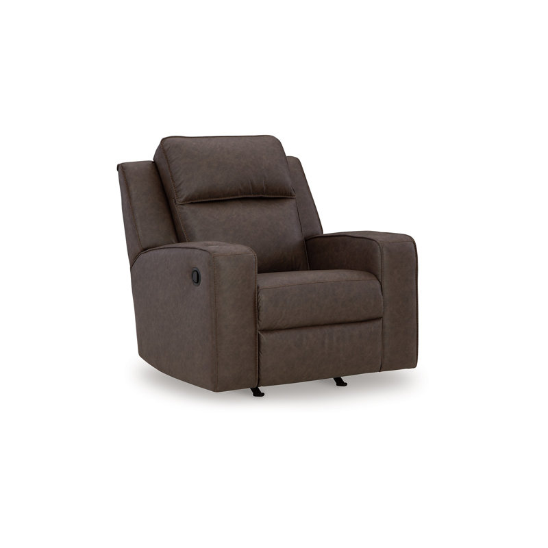Livie Faux Leather Recliner, Granite Gray Brown
