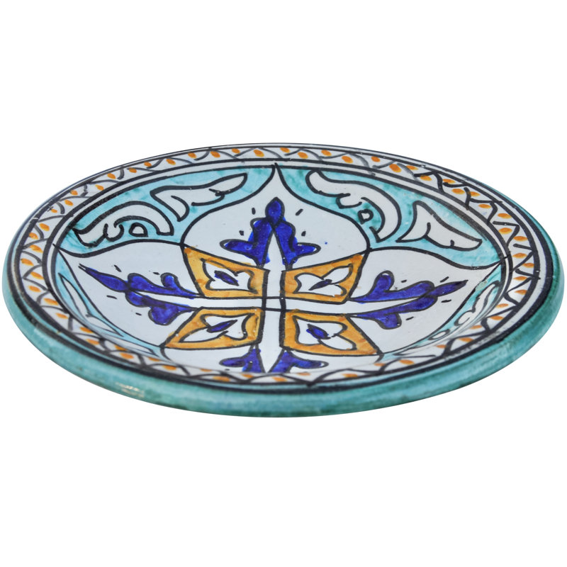 Assiette en céramique à motif d'arabesque andalou du milieu du 20e siècle