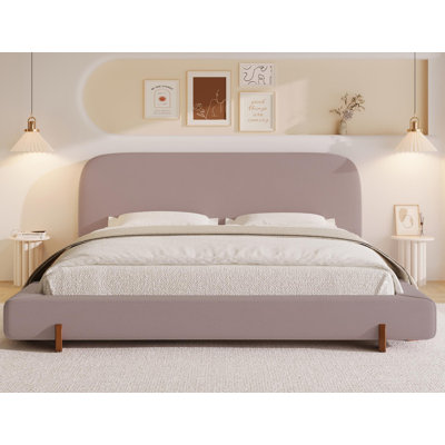 Lit tapissier très grand avec pieds en bois massif Elegant Unique Design