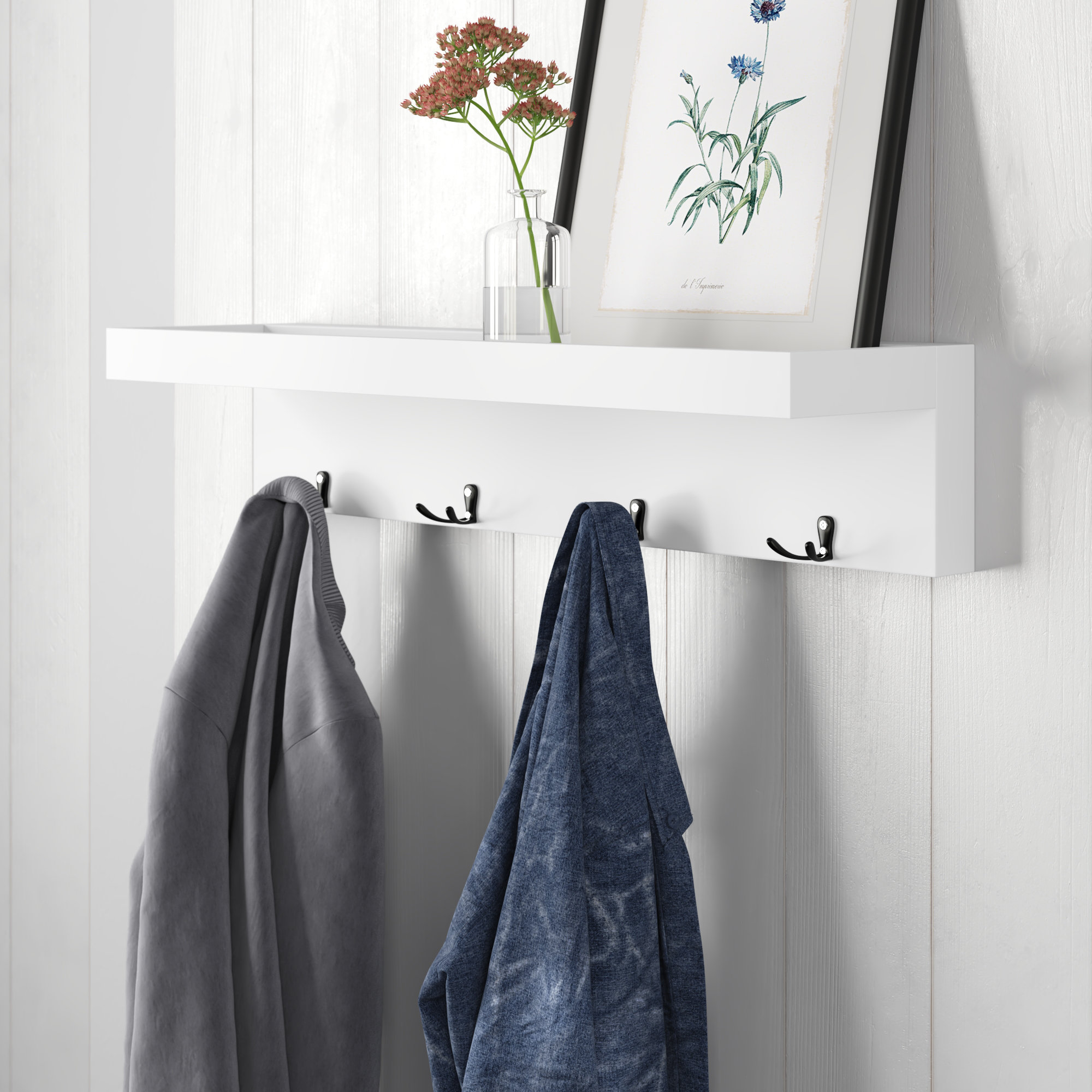 Latitude Run® Ladue Hook Wall Mounted Coat Rack with Storage