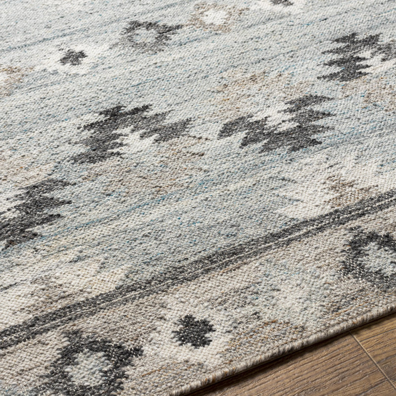 Kirsten Southwestern Area Rug in Blue, Rectangle 9' x 12'