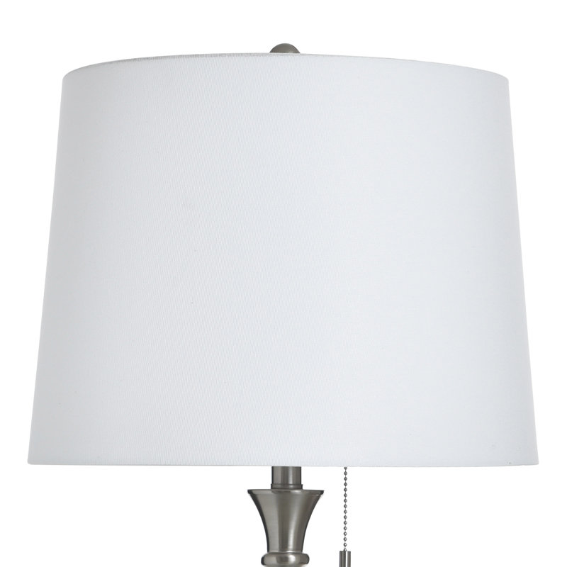 Steel Table Lamp - Brushed Steel - White Shade
