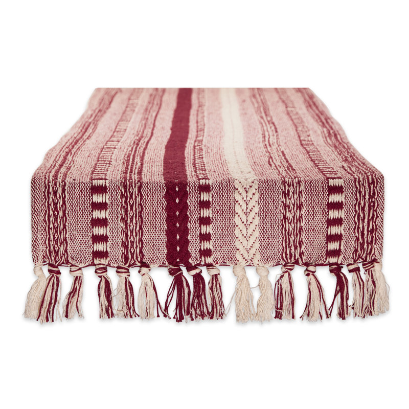 Elco Striped Table Runner, 15'' x 72'', Wine