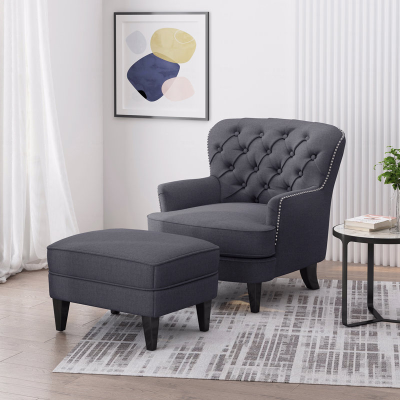 Fauteuil club + repose-pieds