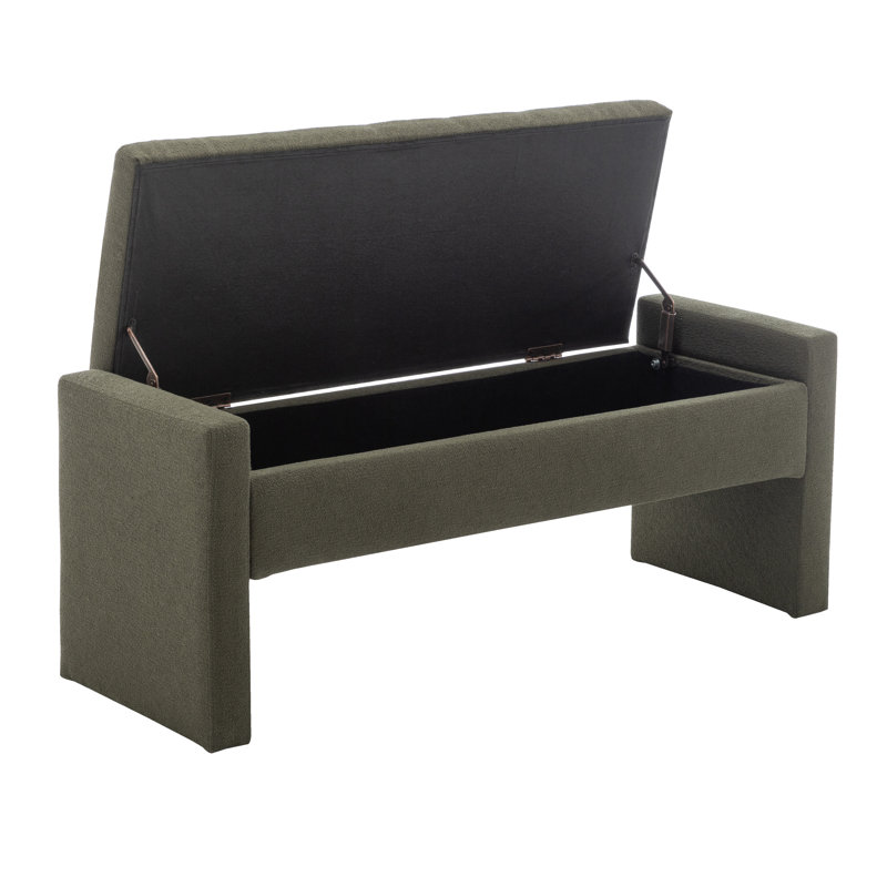 Banc de rangement rembourré Rasner, Vert