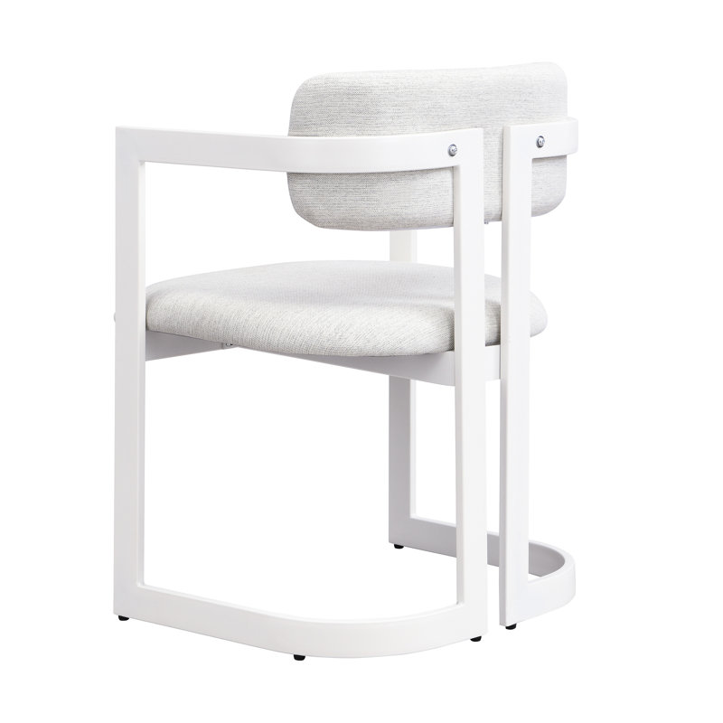 Deux chaises de salle à manger rembourrées - Fauteuils en tissu avec assise beige et structure en métal, fer solide pour un soutien constant, 23,5 pouces de largeur, 21,1 de profondeur, 32 de hauteur, coussins riches et confortables, polyvalents