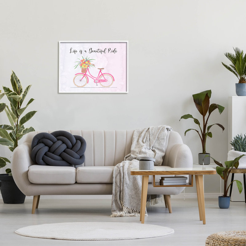 Life Is A Beautiful at-096, H 24 po x l 30 po x P 1,5 po, Giclée encadrée blanc bord de mer