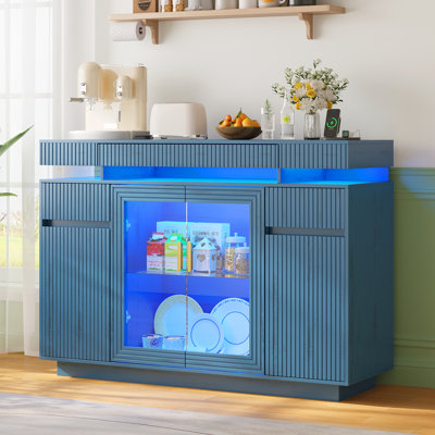 Modern Bar Cabinet with charging Ports And Sensor Lights