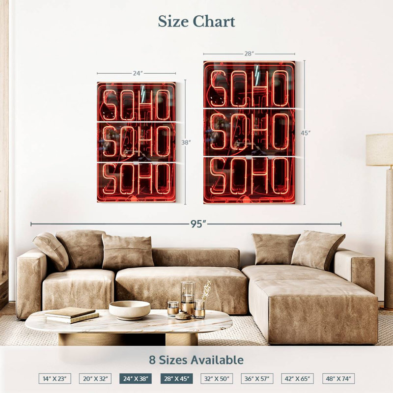 Enseigne néon rouge Tergel Soho, H 38 po x l 24 po