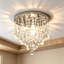 Mini lustre en cristal 3 lumières, plafonnier encastré moderne avec base G9, finition argentée, idéal pour la chambre à coucher, la cuisine, le couloir, la salle de bain, le placard, 10 pouces