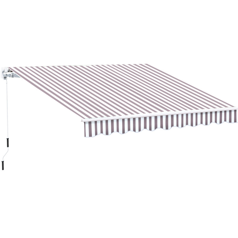 Auvent rétractable pour terrasse 10 'X 8' - Manivelle manuelle, et tissu aquatique, terrasse en aluminium, balcon, cour, abri à café rayé 10 pi x 8 pi avec structure à eau, cour à rayures