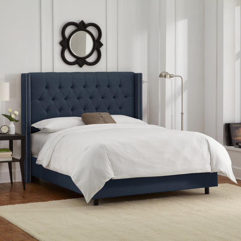 Upholstered Wingback Bed, California King, Classic Berry Velvet