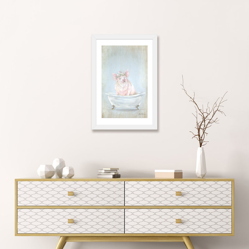 «Pig In A Tub» - reproduction de cadre photo, Papier blanc, H 24 po x l 16 po x P 1 po
