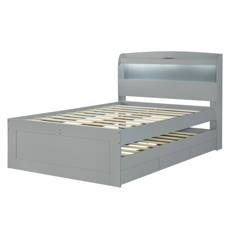 Ashantis Platform Storage Bed, Full, Gray