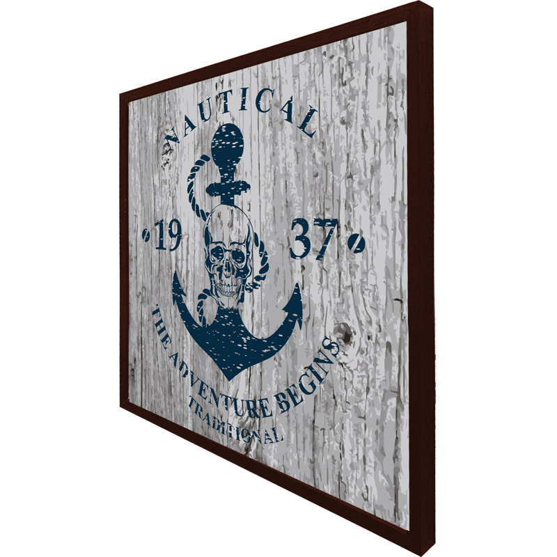 Cuomo Anchor Print on Wood 1 Piece Single Picture Frame Wall Art, 31cm H x 31cm W x 4cm D, Brown Framed
