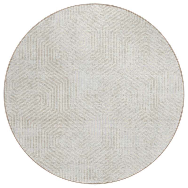 Maliana Washable Geometric Indoor / Outdoor Rug, Round 8'