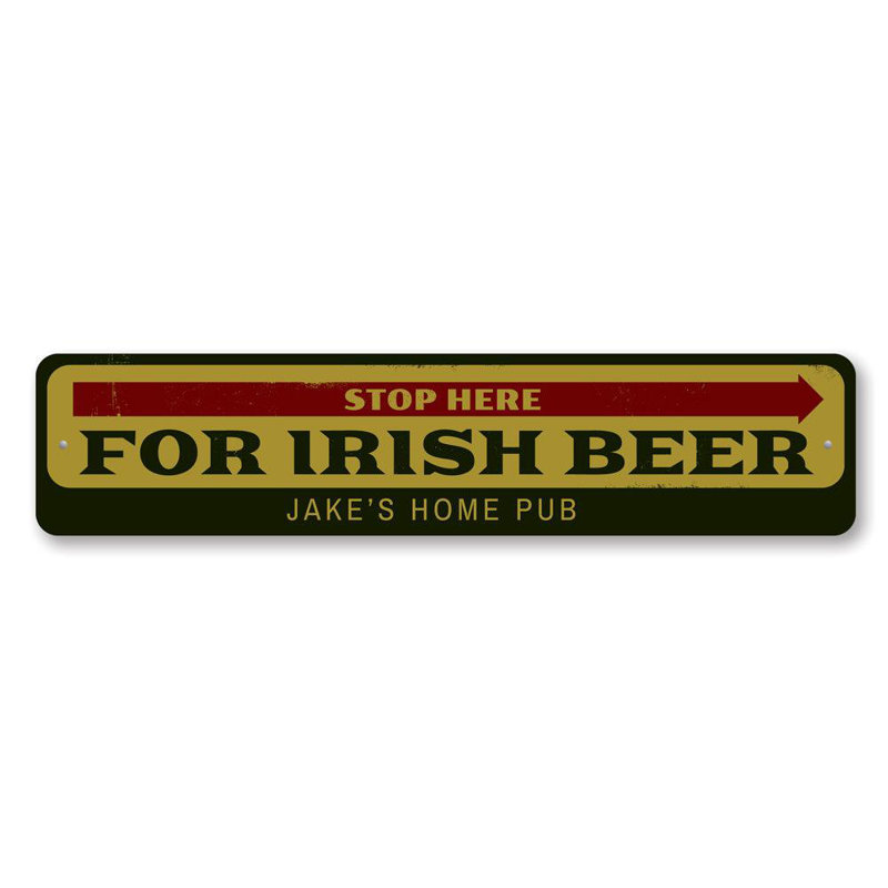 Enseigne irlandaise sur mesure bière irlandaise, H 4 po x l 18 po x P 0,04 po