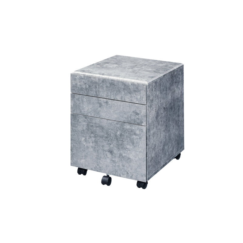 Classeur en faux béton et argent, 3 solutions de rangement - gris et argent, design