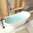 67" Special - Shaped Freestanding Soaking Bathtub With Gloss White Polished Finish, Overflow And Pop Up Drain, Ce & , Acrylic Tub For Bathroom 67 Inch Oval Bathtub, Overflow, Contemporary