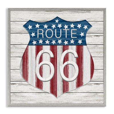 «Stupell Industries Rustic Route 66», art de la giclée encadrée par Natalie Carpentieri