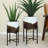 Torkelson 20.3" Industrial Metal Planter Set with Stand, White and Brown Painted Indoor Cache Pots, Set of 2