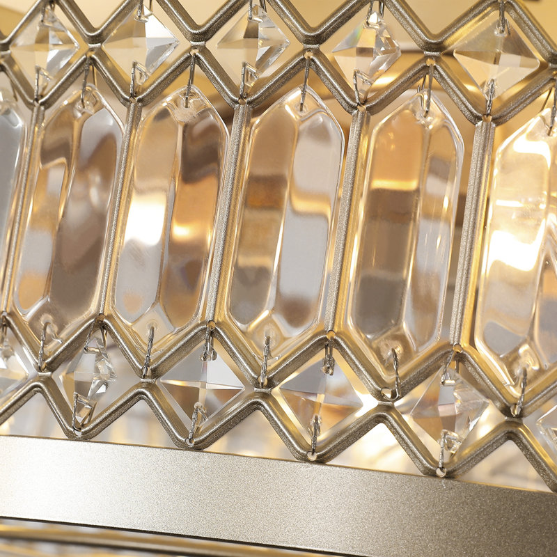 Ventilateur de plafond 19,29 "encastré en cristal doré avec lumières et télécommande pour chambre à coucher et salle à manger