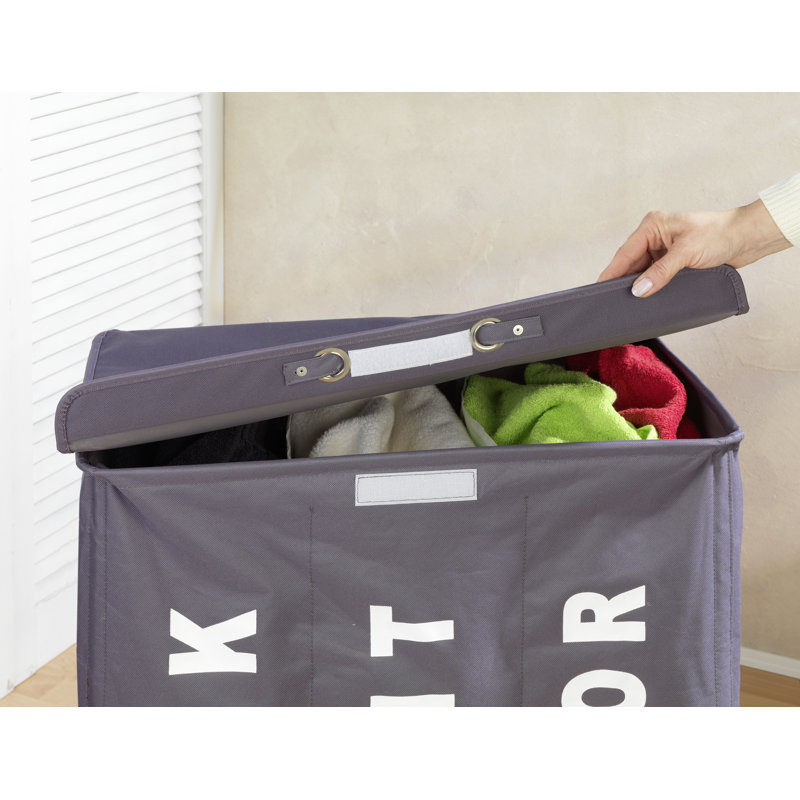 Plastic Rolling Laundry Sorter with Handles, Grey
