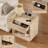 Fluted Nightstand with Charging Station, 22" Modern Side Table with Drawer End Table with Open Storage, Bedside Table for Bedroom, Living Room, Natural Oak-484763825