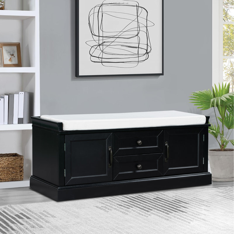 Ardilia Classic Storage Bench - 2 Drawers and 2 Cabinet, Black