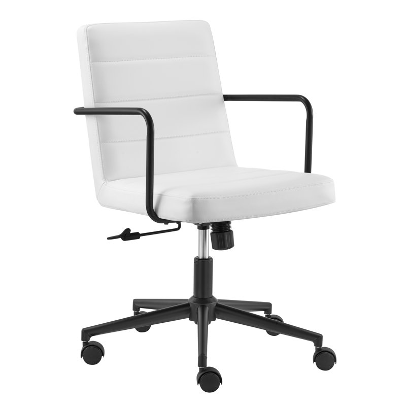 Chaise de conférence Alby, Similicuir blanc
