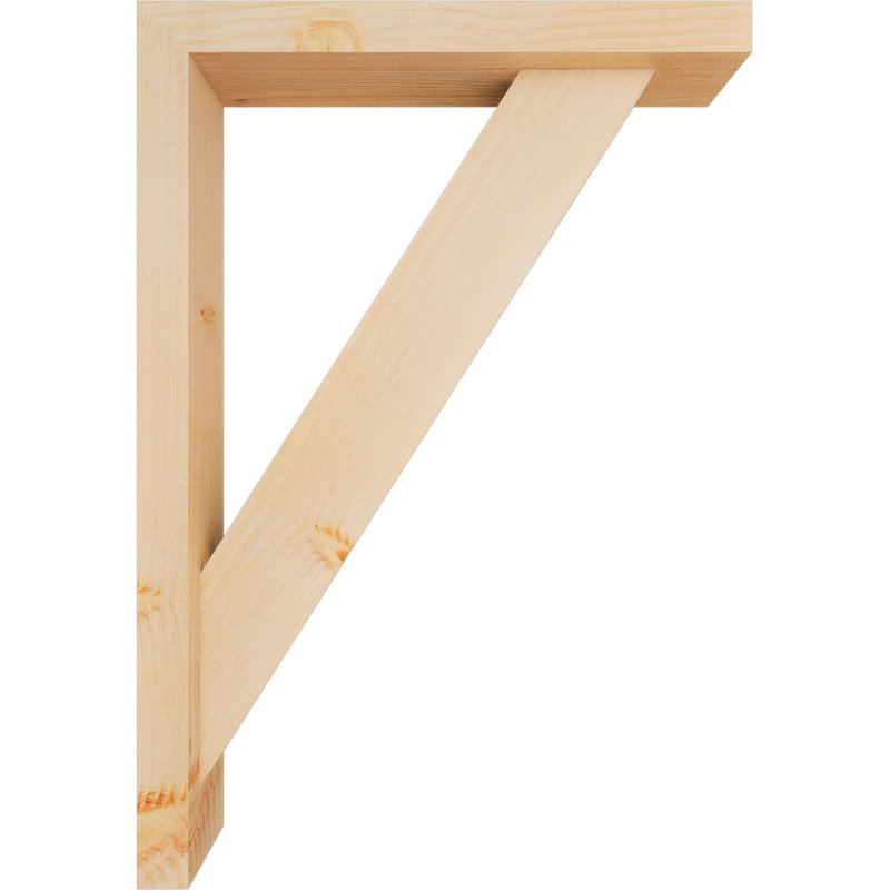 Traditional Block Bracket with Offset Brace, 26 x 18, 3 1/2"W Douglas Fir (Smooth)