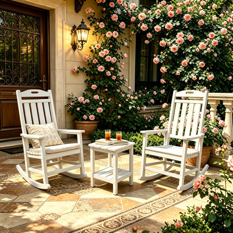 Chaise berçante en plastique Brayshun, Blanc