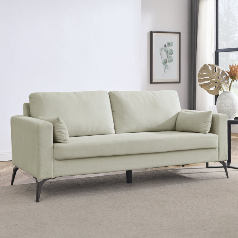 Jeconiah Upholstered 72.83'' Sofa, Beige Corduroy, 32.28" H x 72.83" W x 31.88" D