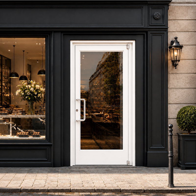 36 po x 84 po Porte commerciale avant en aluminium argenté, Left