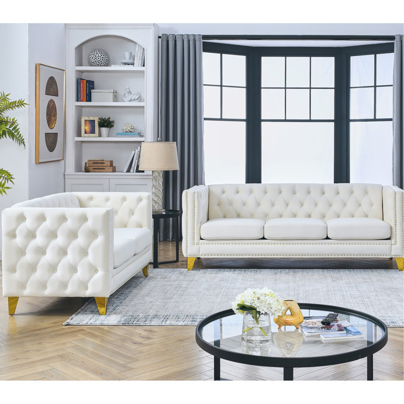 Mélange de velours beige 3 et 2 places 3 et 2 avec service de livraison accélérée Swiftly Delivered