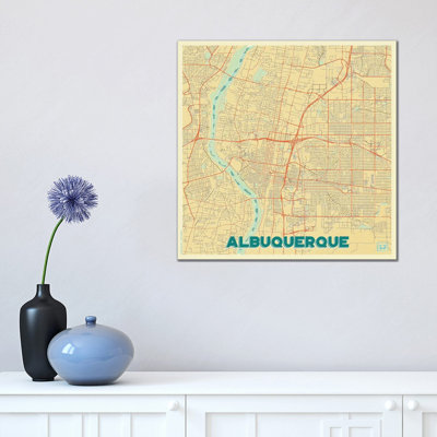 Albuquerque Retro Urban Blueprint Map by Hubert Roguski - Wrapped Canvas Print