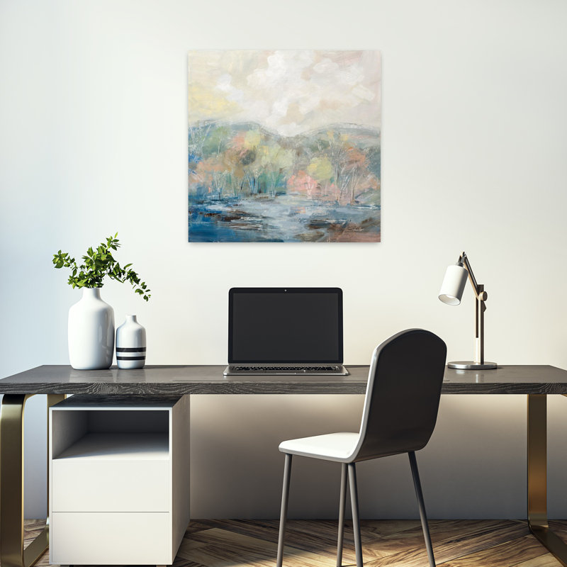 Conte contemporain contemporain avec art abstrait noir, H 18 po x l 18 po