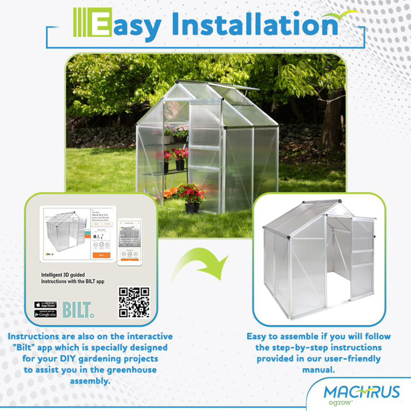 Ogrow 4' x 6' Aluminum and Polycarbonate Walk-In Greenhouse