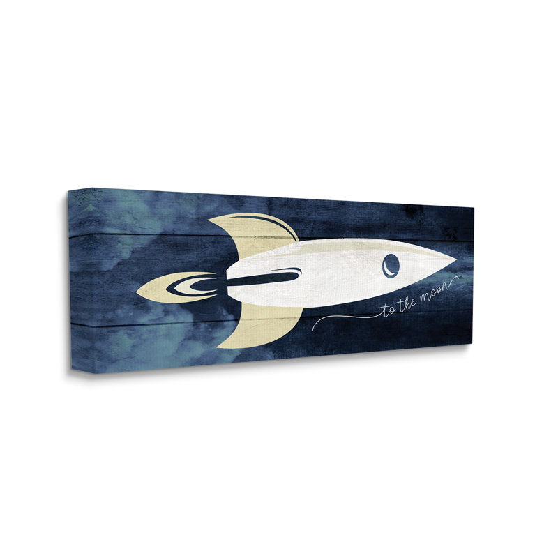 Heider To The Moon, phrase «Rustic Space Ship», bleu, Toile tendue, H 17 po x l 40 po x P 1,5 po