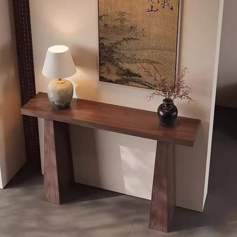 Table d'entrée en bois massif de style chinois, H 31,5 po x l 62,9 po x P 15,7 po, Brun