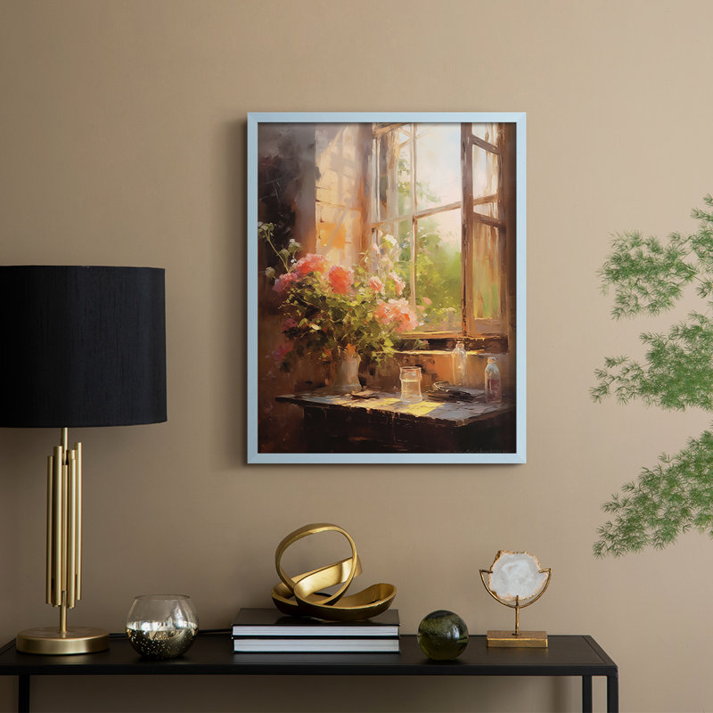 Reproduction encadrée FLORAL Series DCCL XXVI - bois massif, H 11 po x l 9 po, Bleu