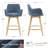 Lovetro Swivel Full Back Arms Upholstered 26.6"H Counter Stool with Solid Rubberwood Frame and Gold Footrest-1236094860