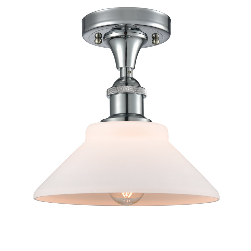 Newton St Loe Semi Flush Mount, Polished Chrome, No Bulb Included, Matte White