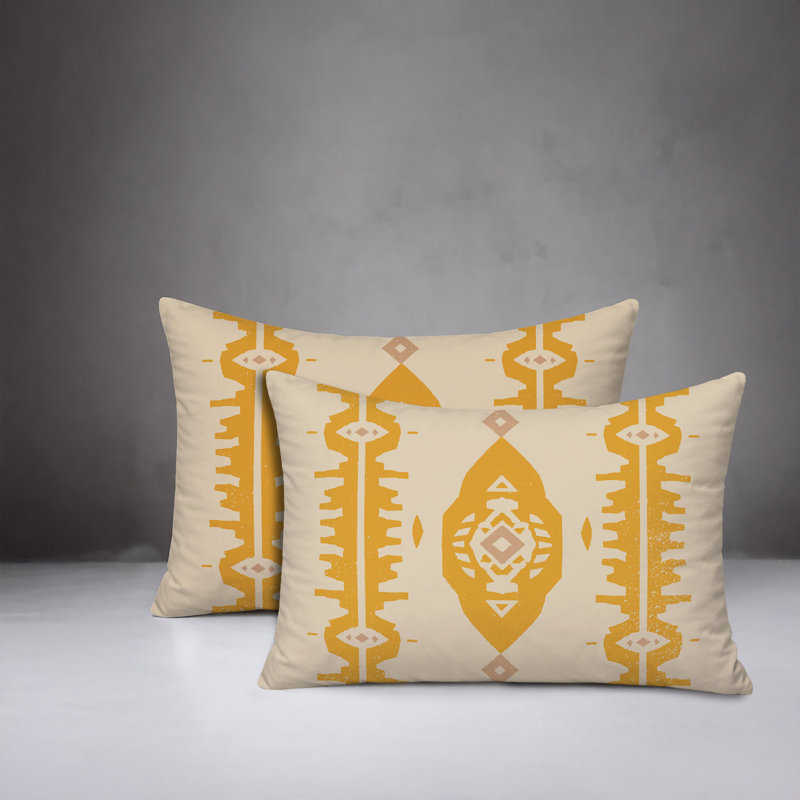 Oreiller réversible intérieur / extérieur Malia, 25 x 18, Jaune