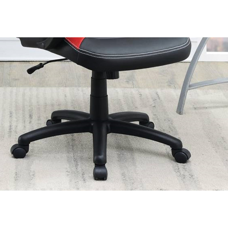 Adjustable Height Office Chair, Armrest Cushions, Seat Back, Black And Red For A Efficient Work Productive Space