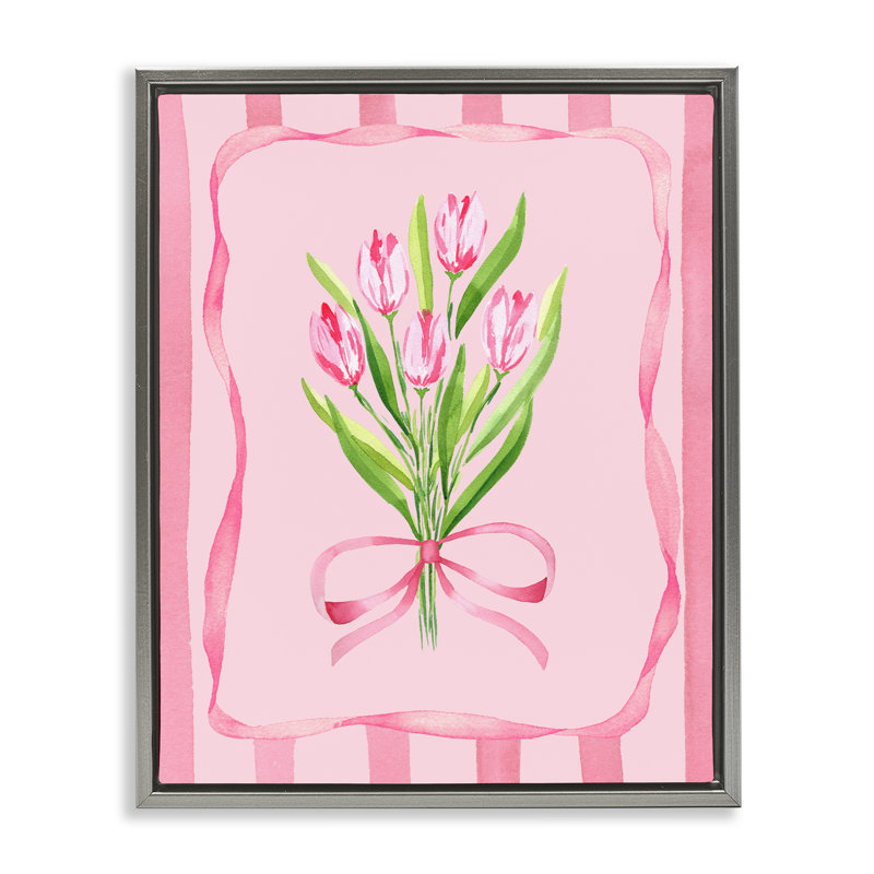 Cadre flottant avec jolies tulipes, design par Nina Jacobs, H 31 po x l 25 po, Cadre flottant gris lustré