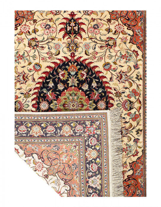 Tapis rectangulaire en soie pure de conception unique 4 pi 11 po x 3 pi 4 po Jaimari