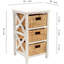 Table d'appoint à 3 niveaux avec paniers tissés - Structure en bois massif robuste, conception en X pour un soutien supplémentaire, tiroirs de rangement pliables - Parfait pour la chambre à coucher ou le salon