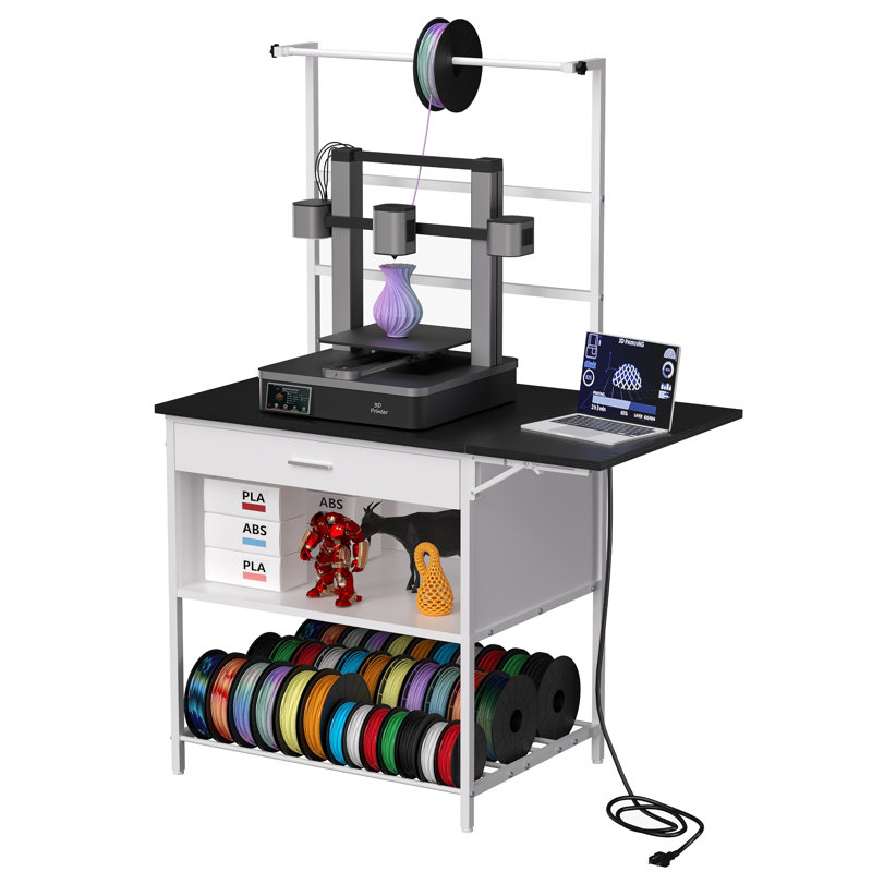 Organisateur de rangement pliable pour imprimante 3D avec étagères en métal robuste avec dimensions de 41,5 po x 23,6 po x 58,1 po