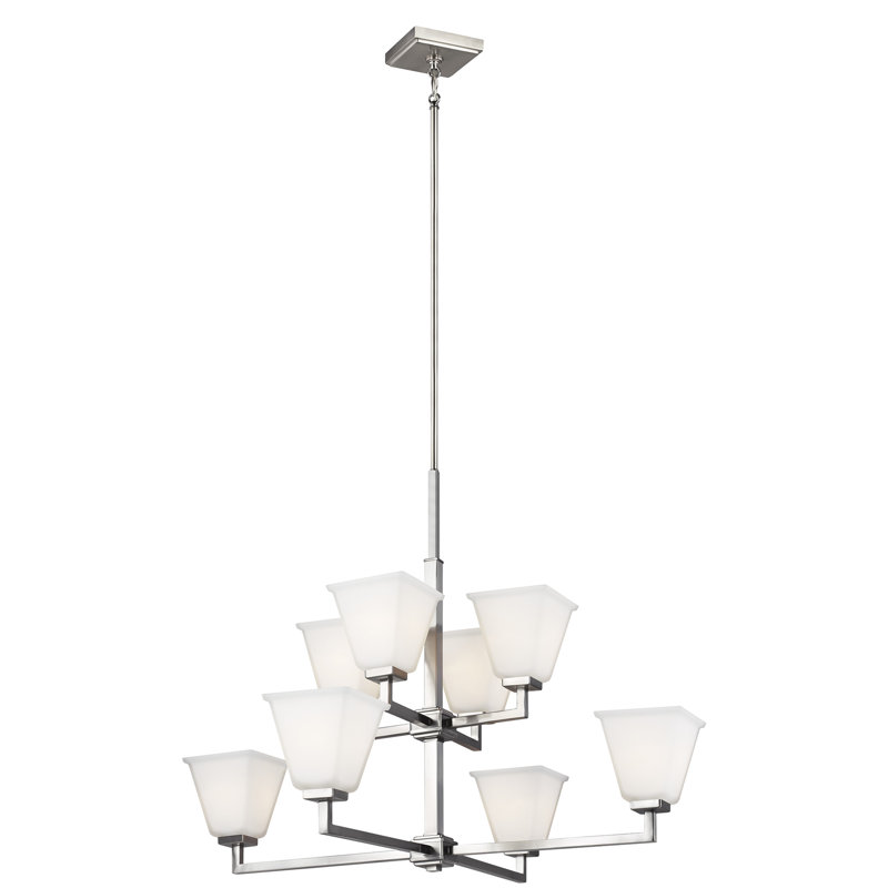 Lustre à huit lumières Ellis Harper de Génération Lighting , Nickel brossé, Non